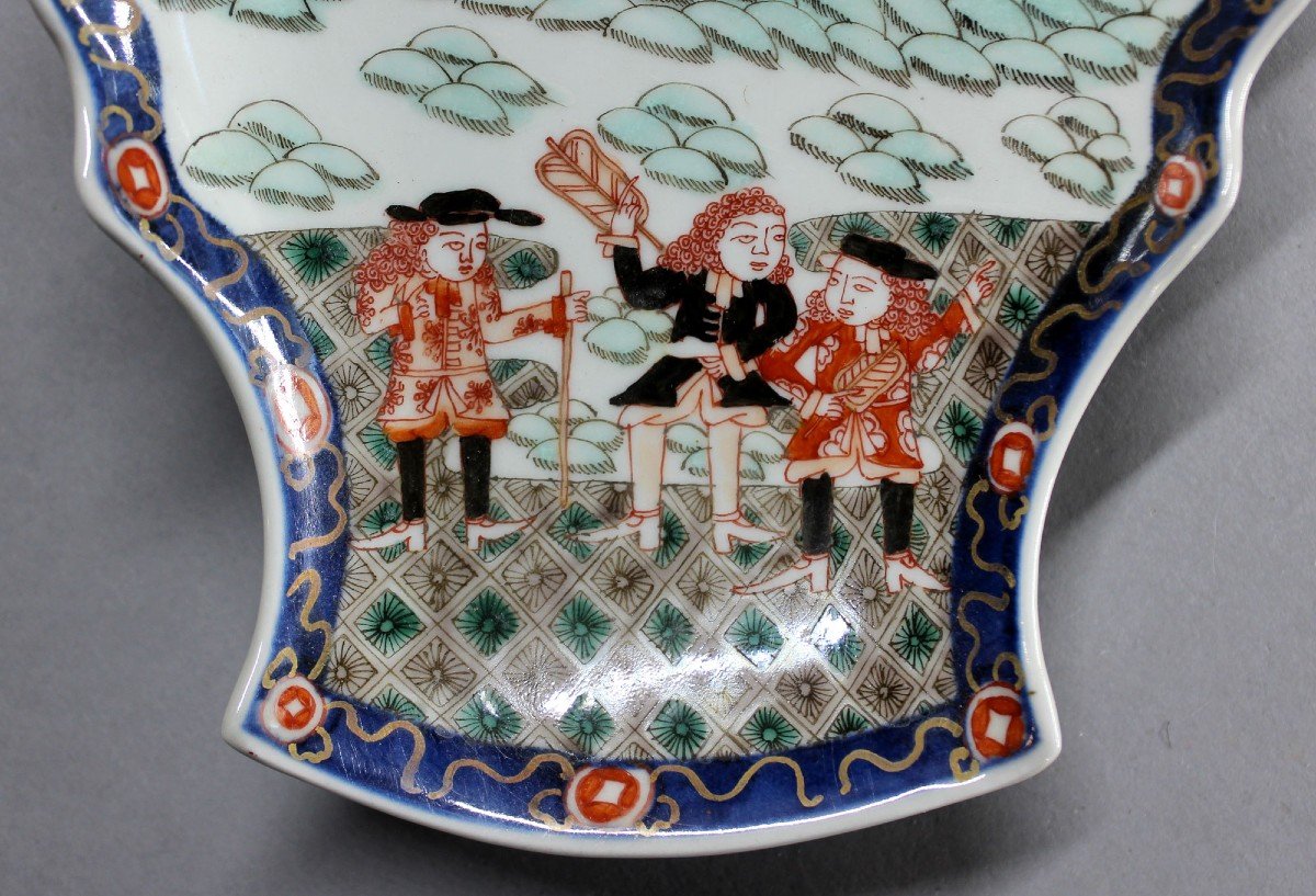 Porcelaine Japonaise Imari Antique navires noirs Nanban Hollandais  portugais 5 Pièces.-photo-5