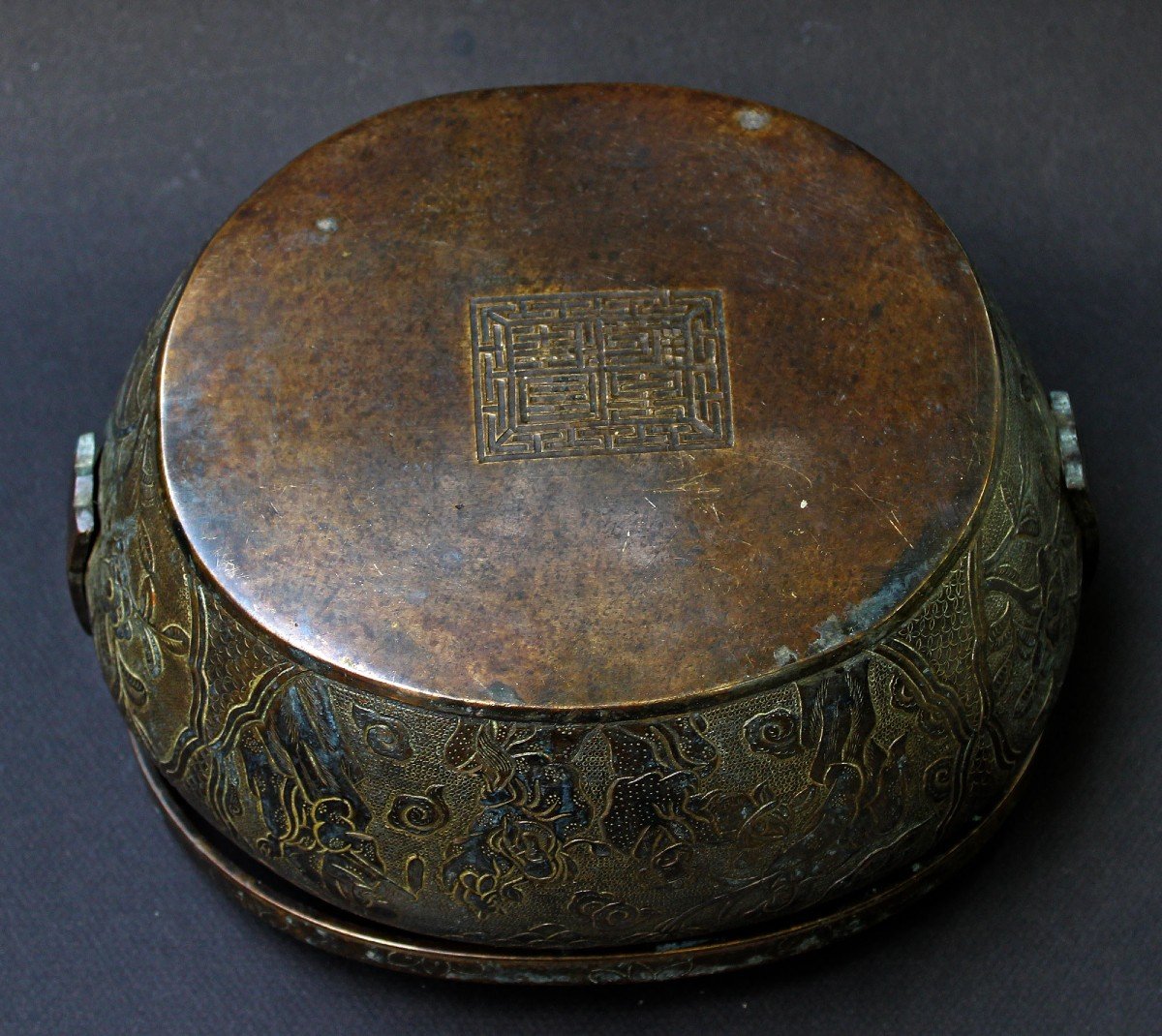 Ancienne Chaufferette Chauffe-mains En Bronze Chinois, Chine Brazier C19th-photo-6