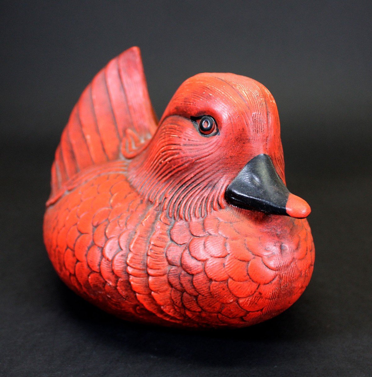 Canard Mandarin En Poterie Vintage Du Milieu Du Siècle Signé-photo-3