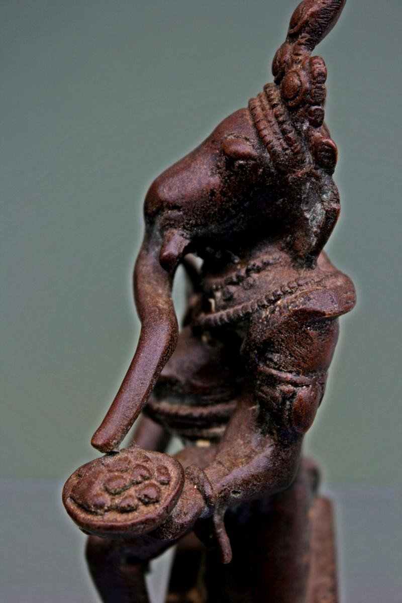 Antique Bronze Indien Ganesh Dieu Hindou éléphant Ganesha-photo-3