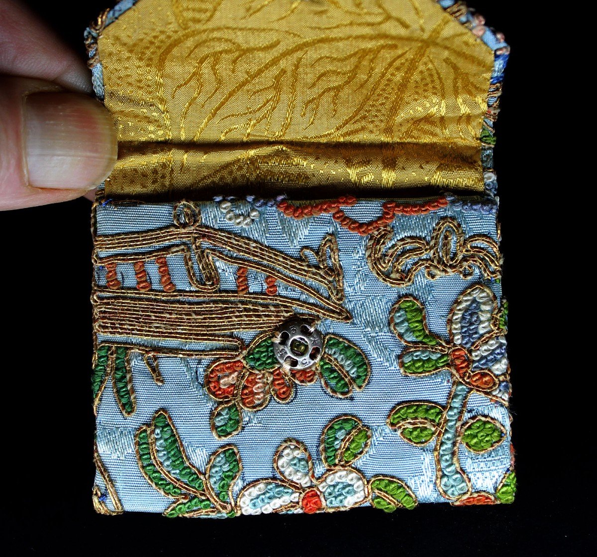 Sac à Main Antique Chinois Exceptionnel Pour Femme Broderie Au Point Interdit. Le Cadeau Ultime-photo-5