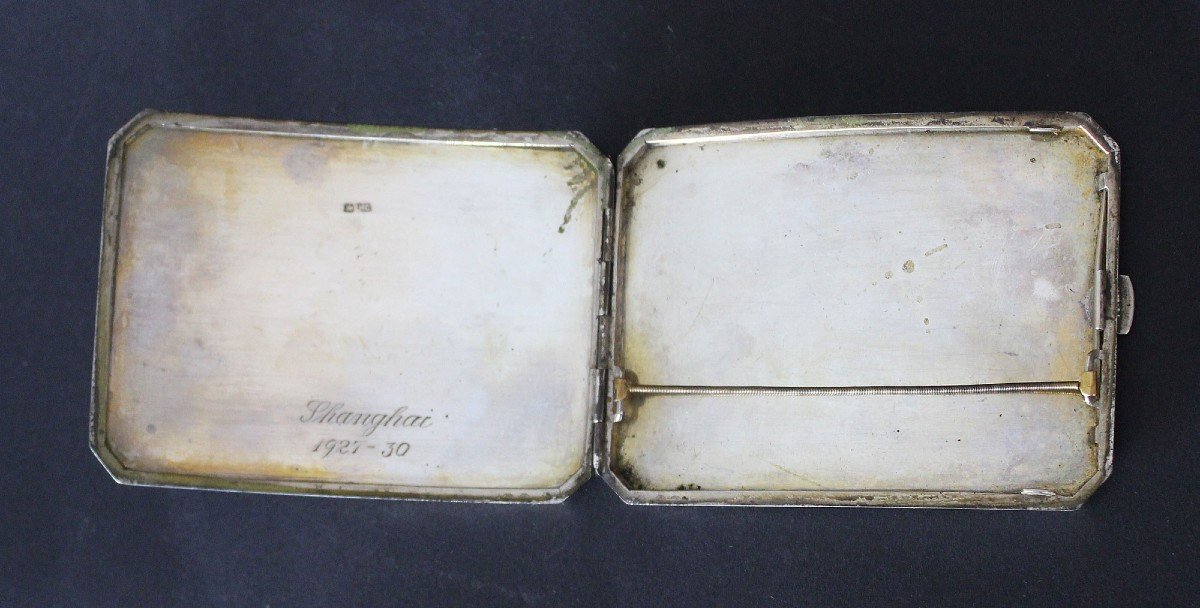 Antique Chinese Export Silver Business Card Case Shanghai Dragon  1927-30-photo-4