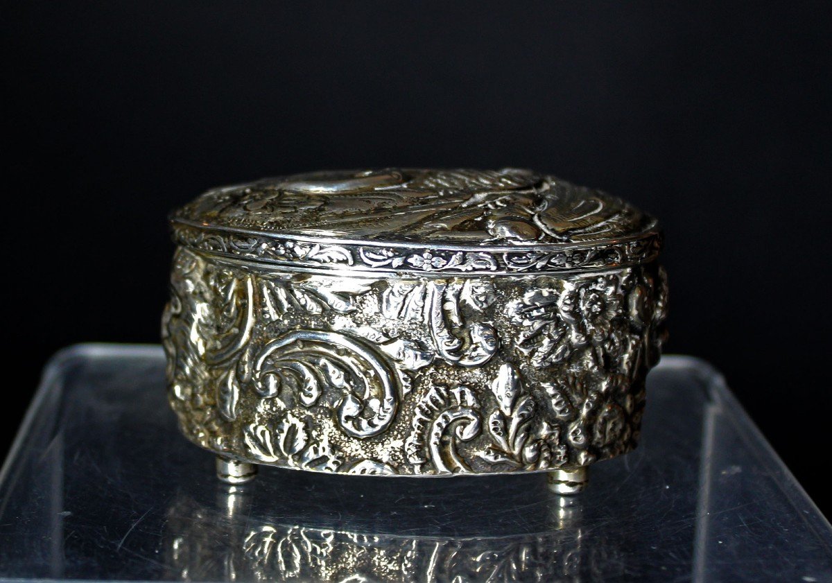 Unusual Antique English Victorian Sterling Silver Trinket Box-photo-1