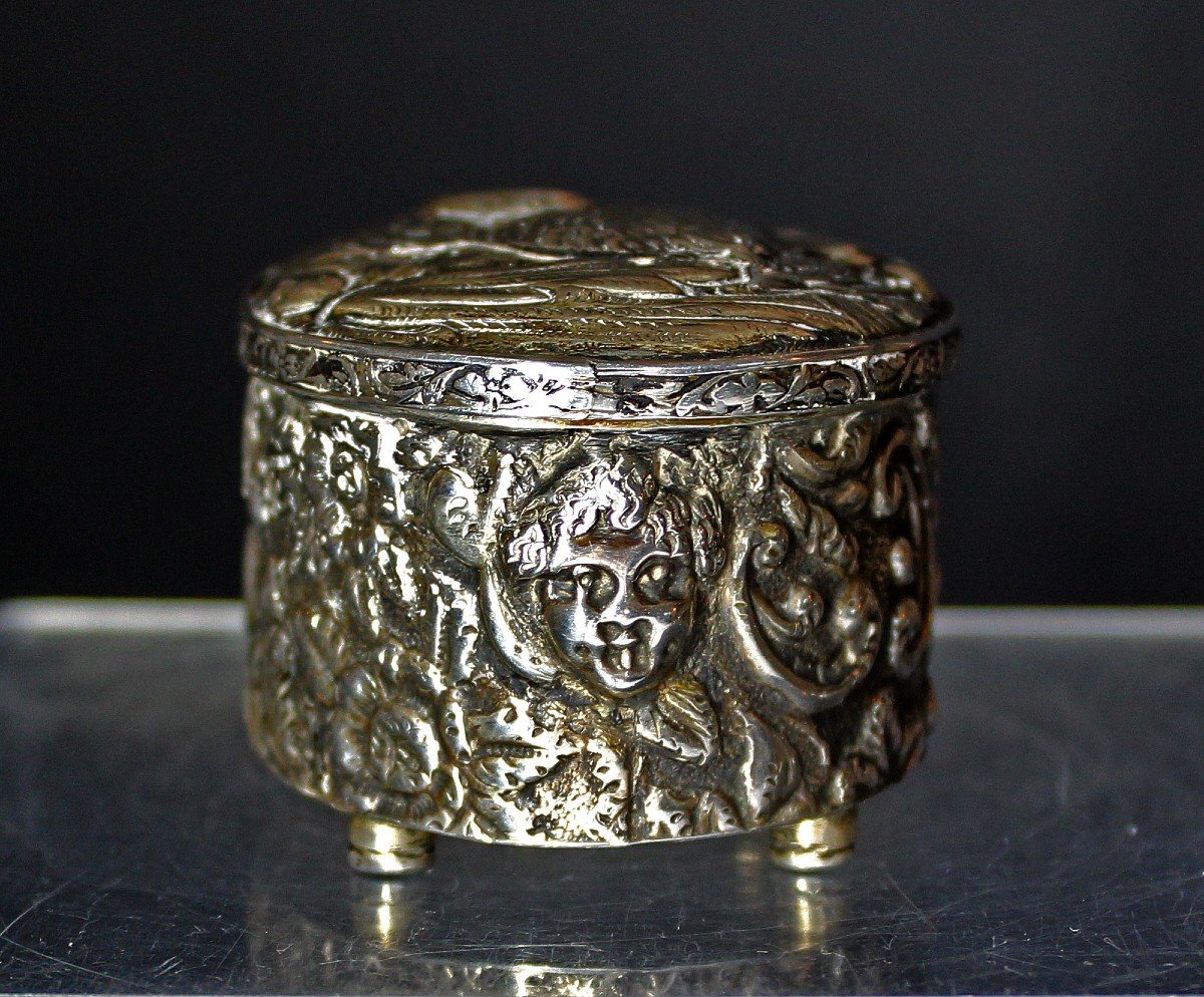 Unusual Antique English Victorian Sterling Silver Trinket Box-photo-3