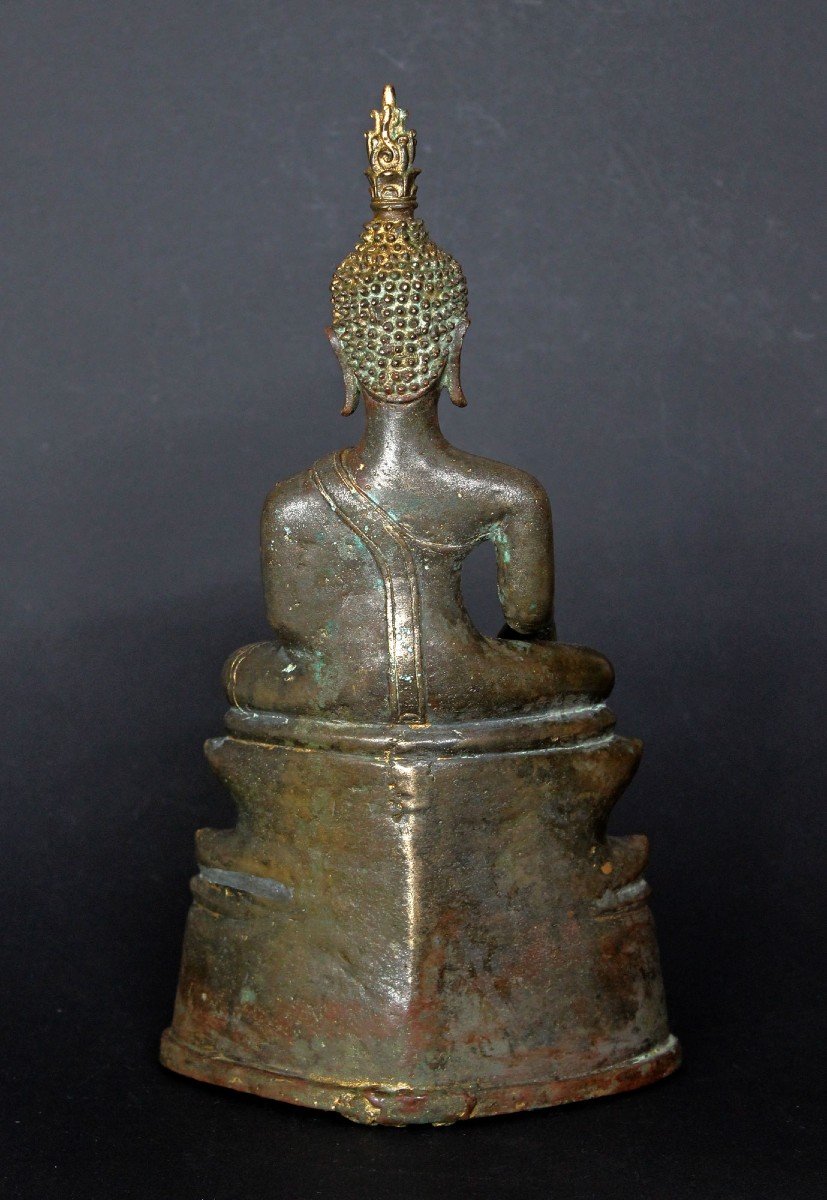 Bouddha Maravijaya Bumishparshamudra Bronze. Laos. Royaume De Bansaï Fong. 17ème Siècle.-photo-3