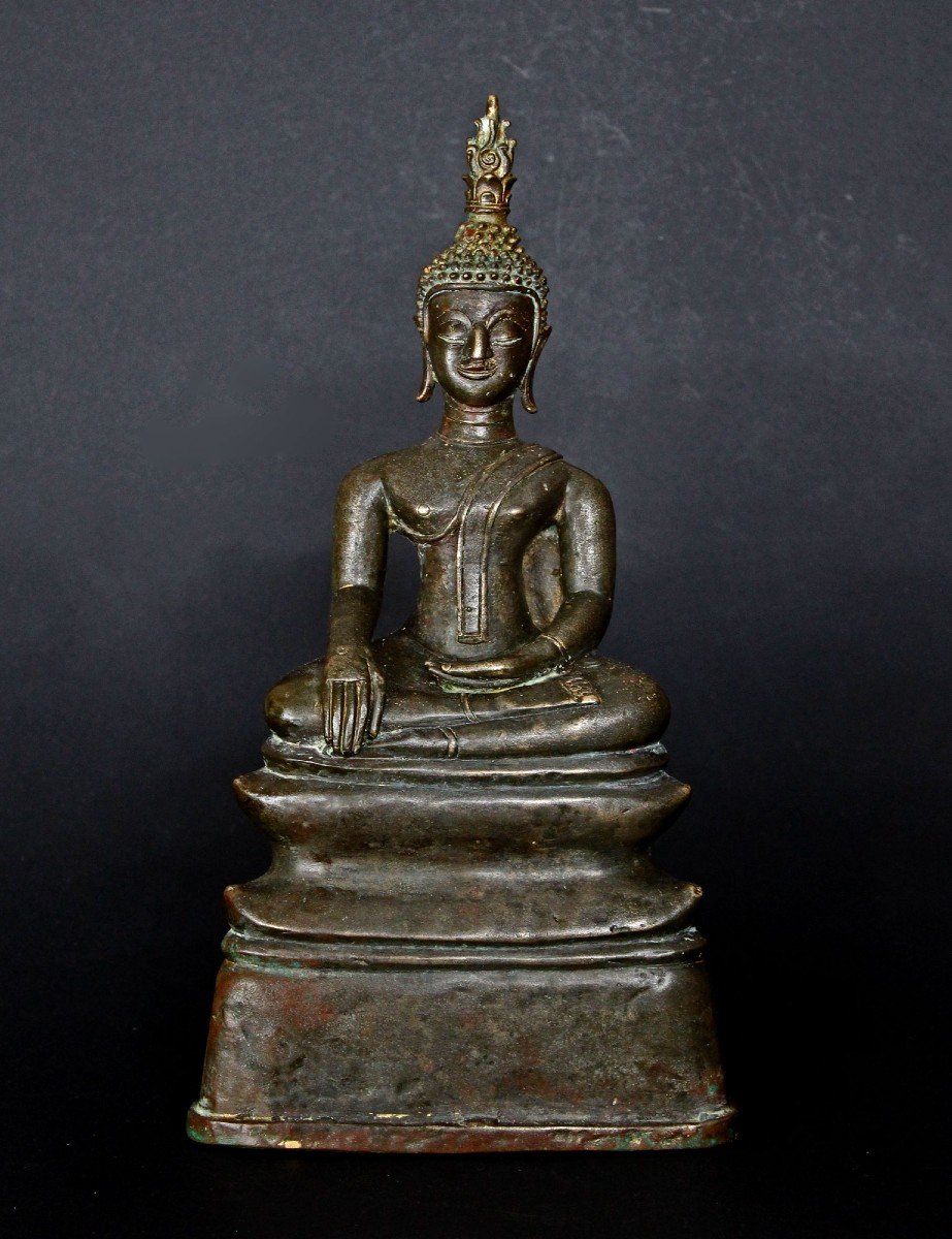 Bouddha Maravijaya Bumishparshamudra Bronze. Laos. Royaume De Bansaï Fong. 17ème Siècle.