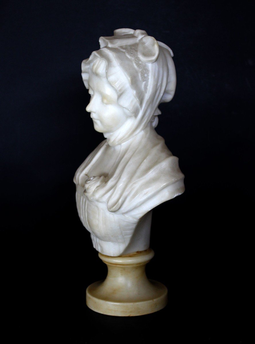 Jean-baptiste Greuze After: Bust Of A Young Girl In Alabaster-photo-3