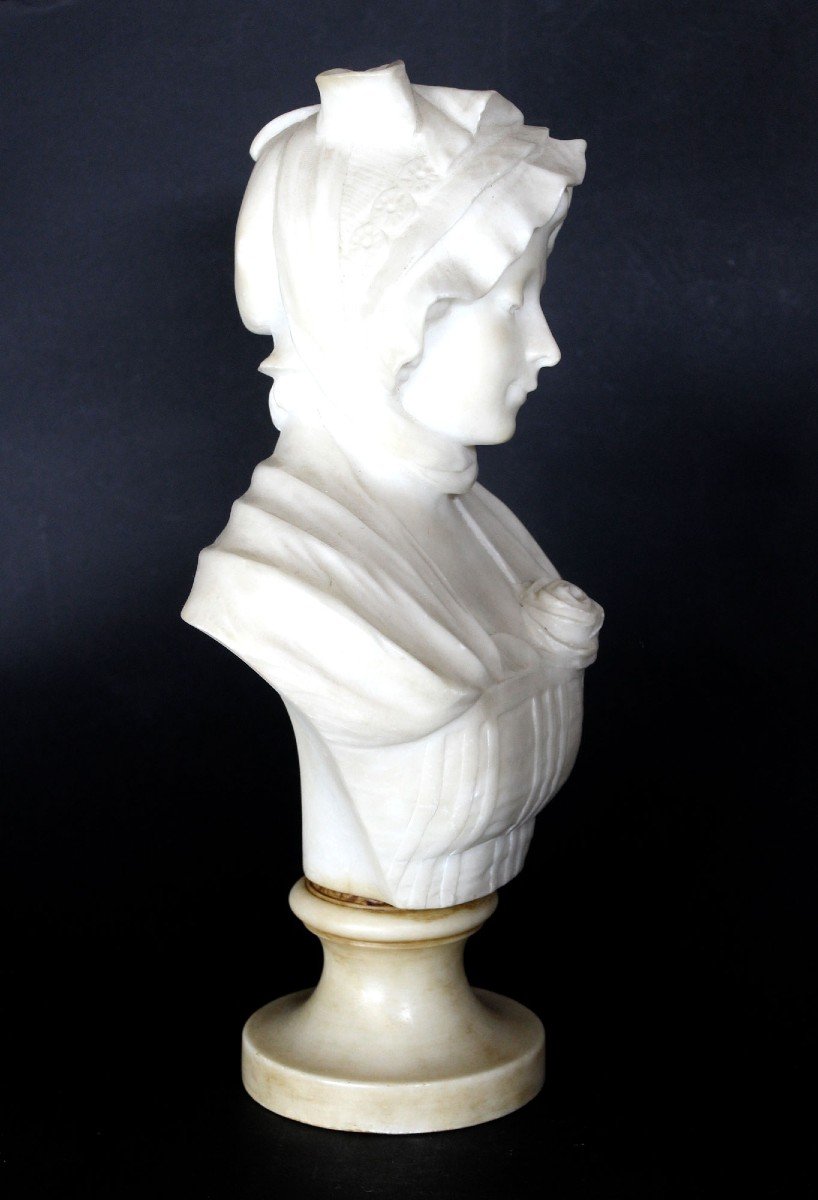 Jean-baptiste Greuze After: Bust Of A Young Girl In Alabaster-photo-2