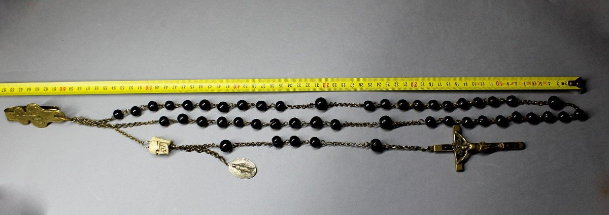 Large Impressive Antique French Catholic Rosary Jesus Christ-photo-1