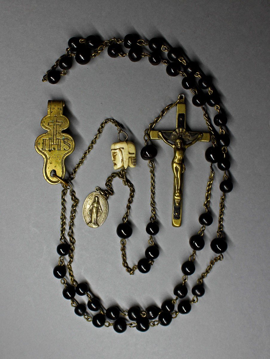 Large Impressive Antique French Catholic Rosary Jesus Christ