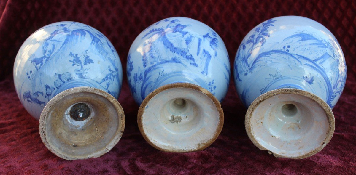 3 Antique Italian Faeince Vases  Savona, 17th / 18th Century-photo-4