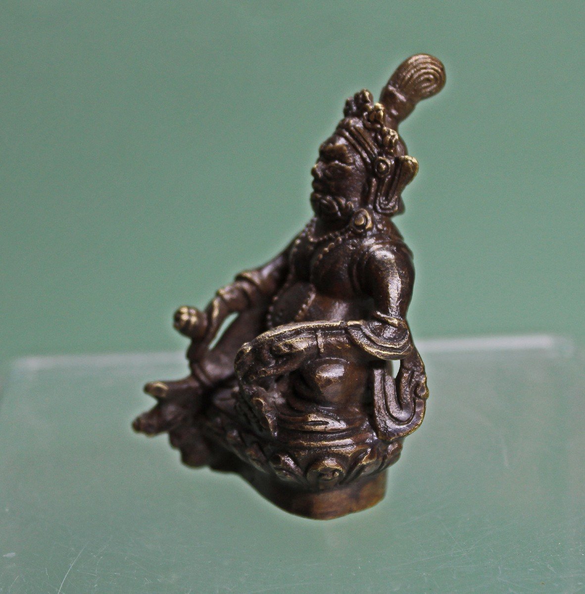 Antique Tibetan Bronze Sculpture Jambala Black Jambhala Kubera God Of Wealth-photo-2