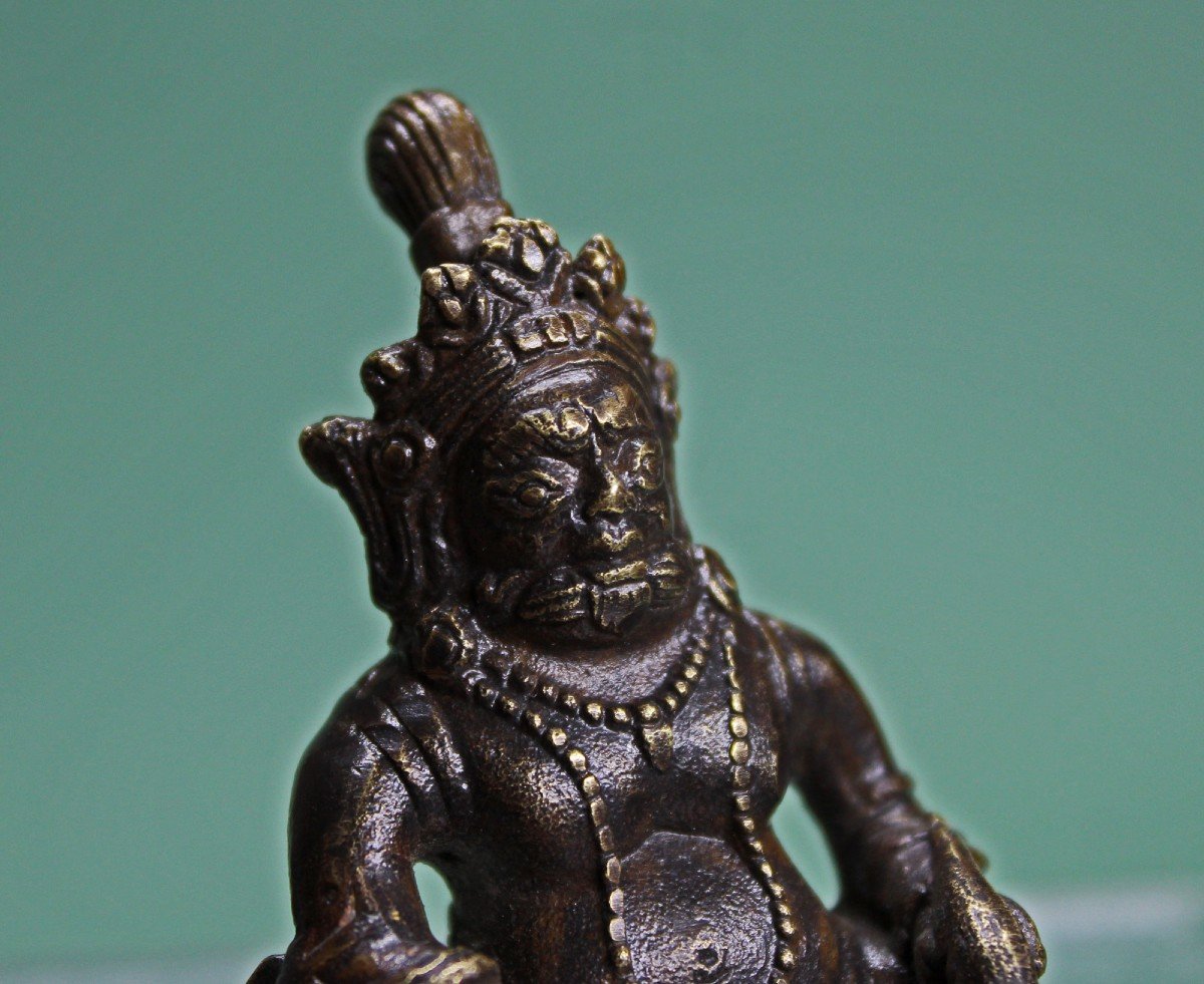 Antique Tibetan Bronze Sculpture Jambala Black Jambhala Kubera God Of Wealth-photo-1