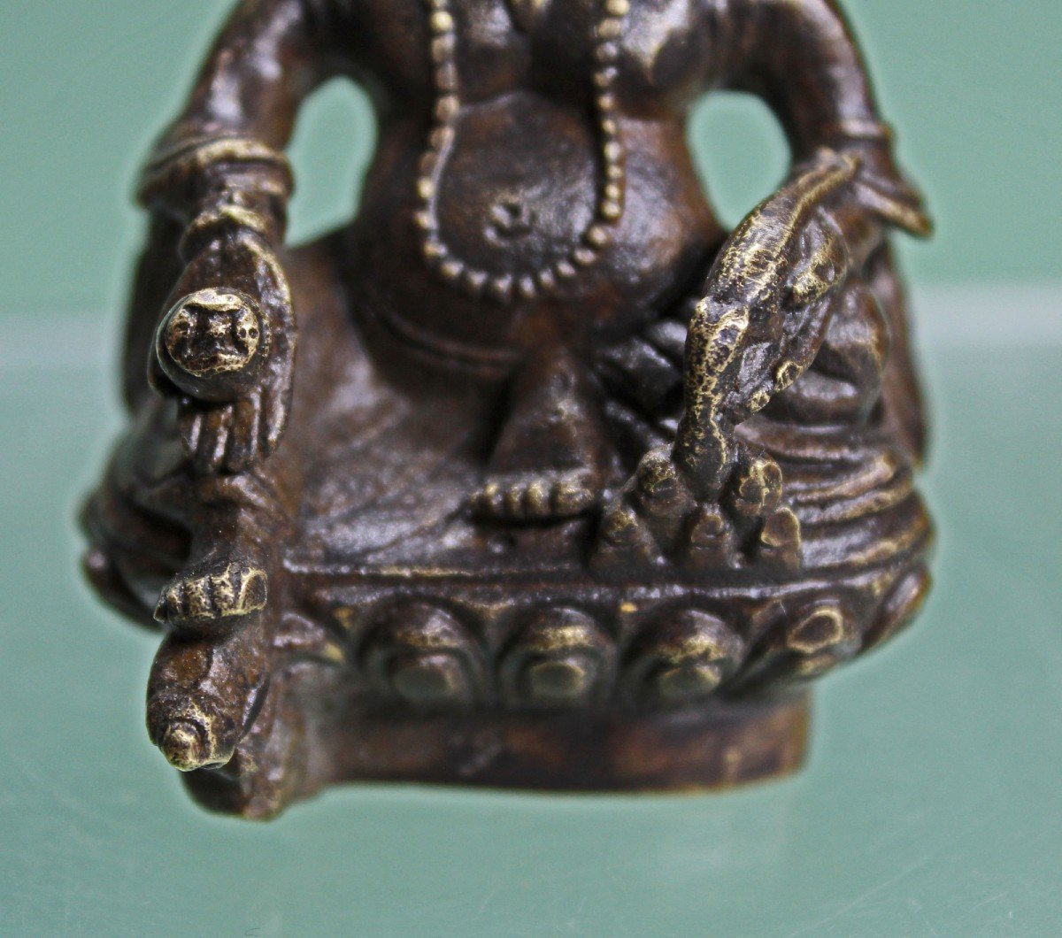 Antique Tibetan Bronze Sculpture Jambala Black Jambhala Kubera God Of Wealth-photo-2