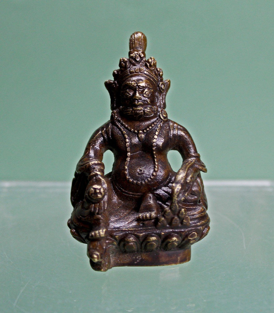 Antique Tibetan Bronze Sculpture Jambala Black Jambhala Kubera God Of Wealth