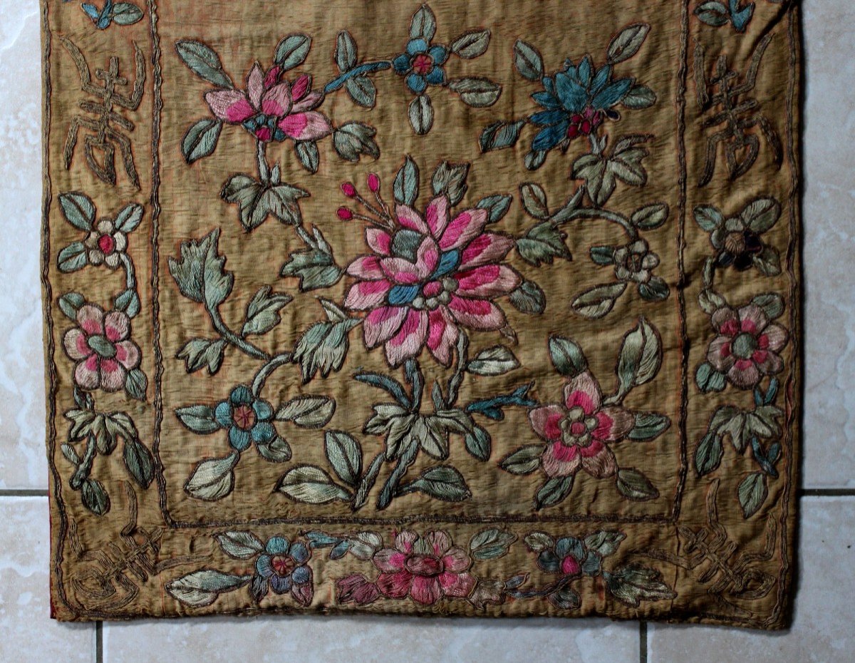 Broderie Murale Chinoise En Soie Antique Tapisserie Longue Vie Immortel Décoratif-photo-1