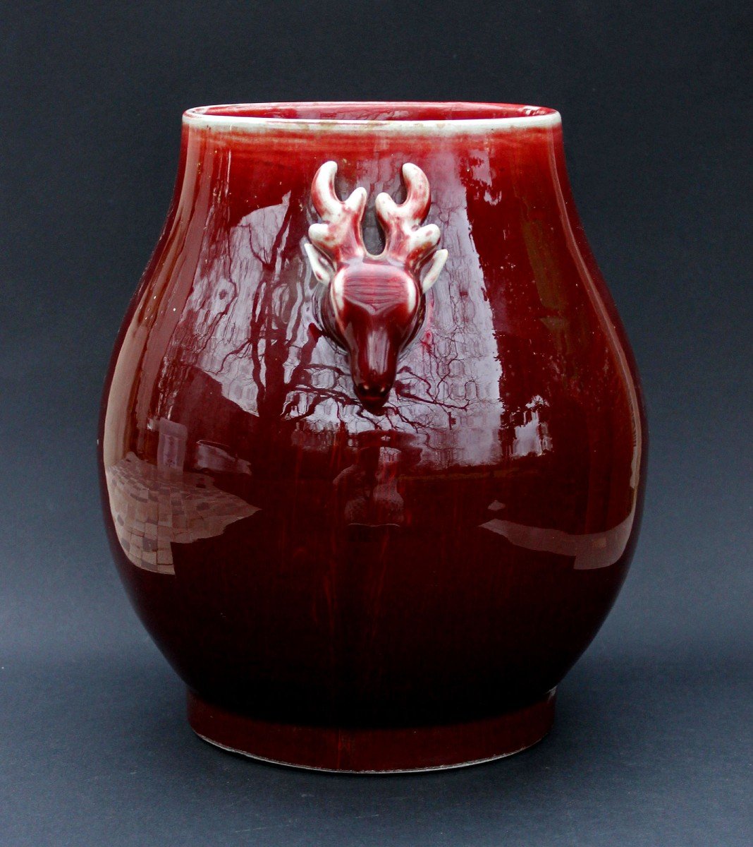 Large Chinese Ox Blood Porcelain Vase Guangxu -photo-2