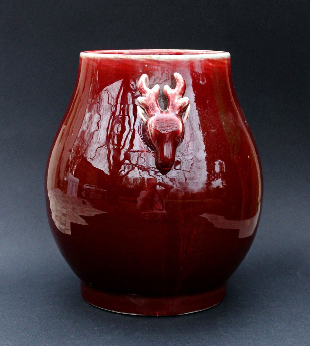 Large Chinese Ox Blood Porcelain Vase Guangxu -photo-3