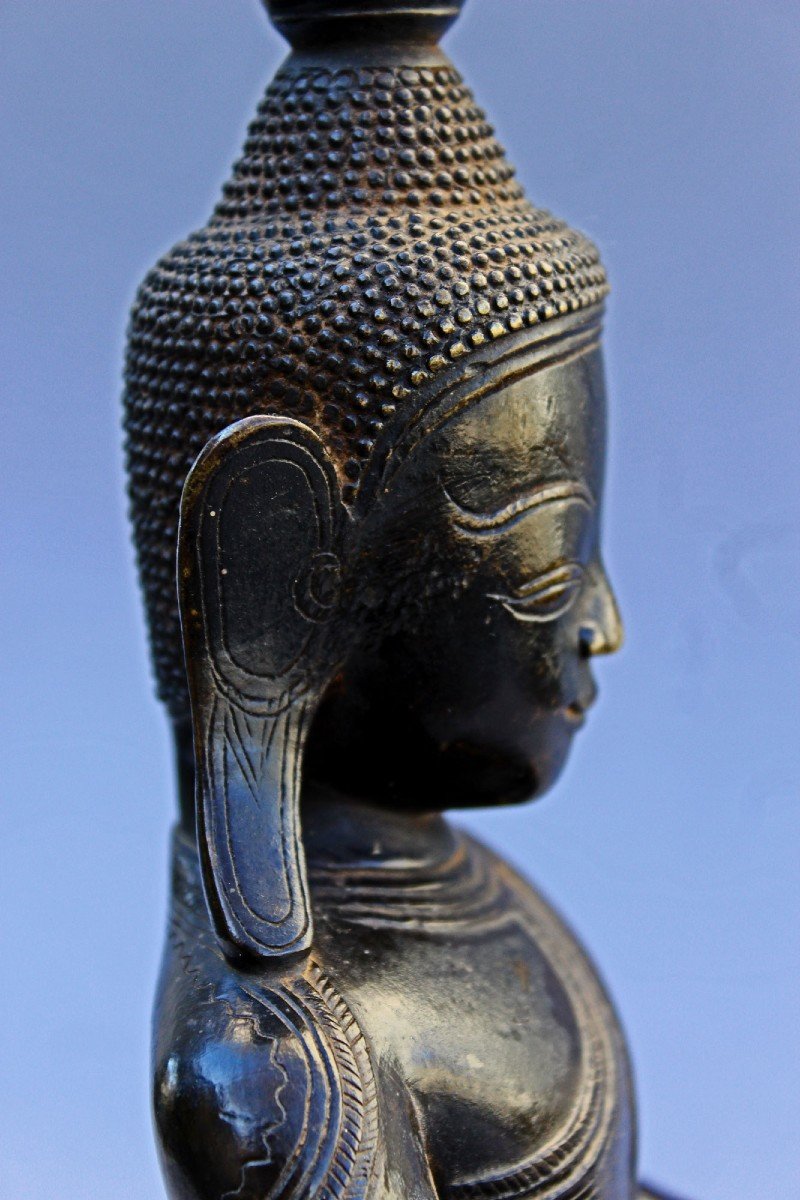 Burmese Bronze Buddha  Shan States, Eastern Burma (myanmar) 18th Century-photo-4