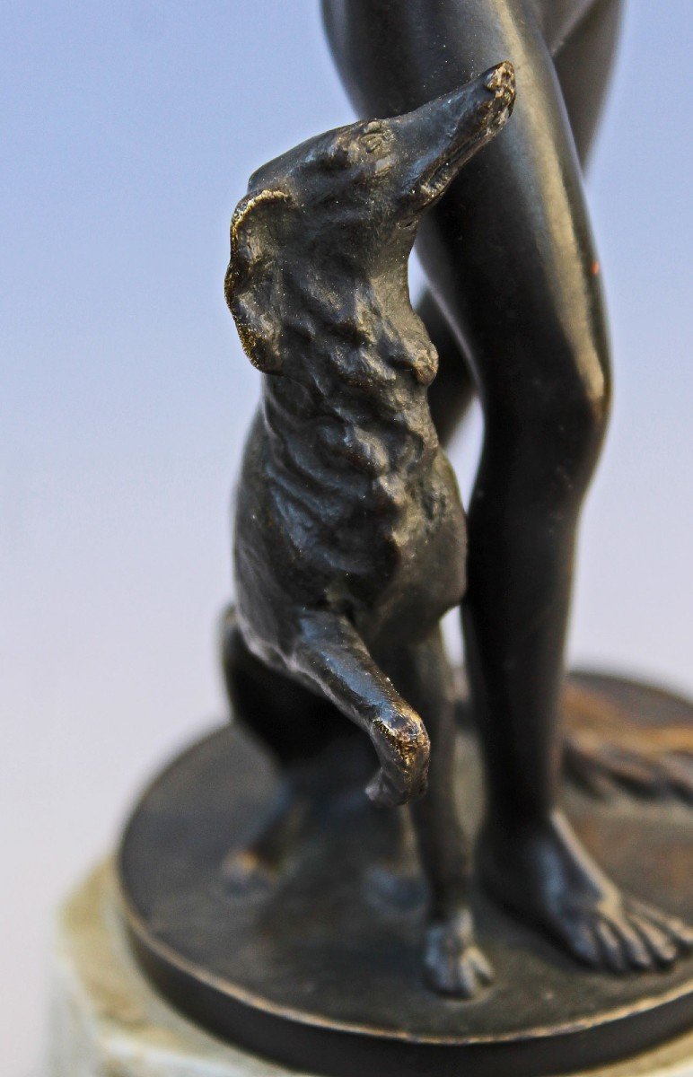 Prof Poertzel Art Deco Bronze Sculpture Diana Roman Goddess Of Hunters & Childbirth-photo-3