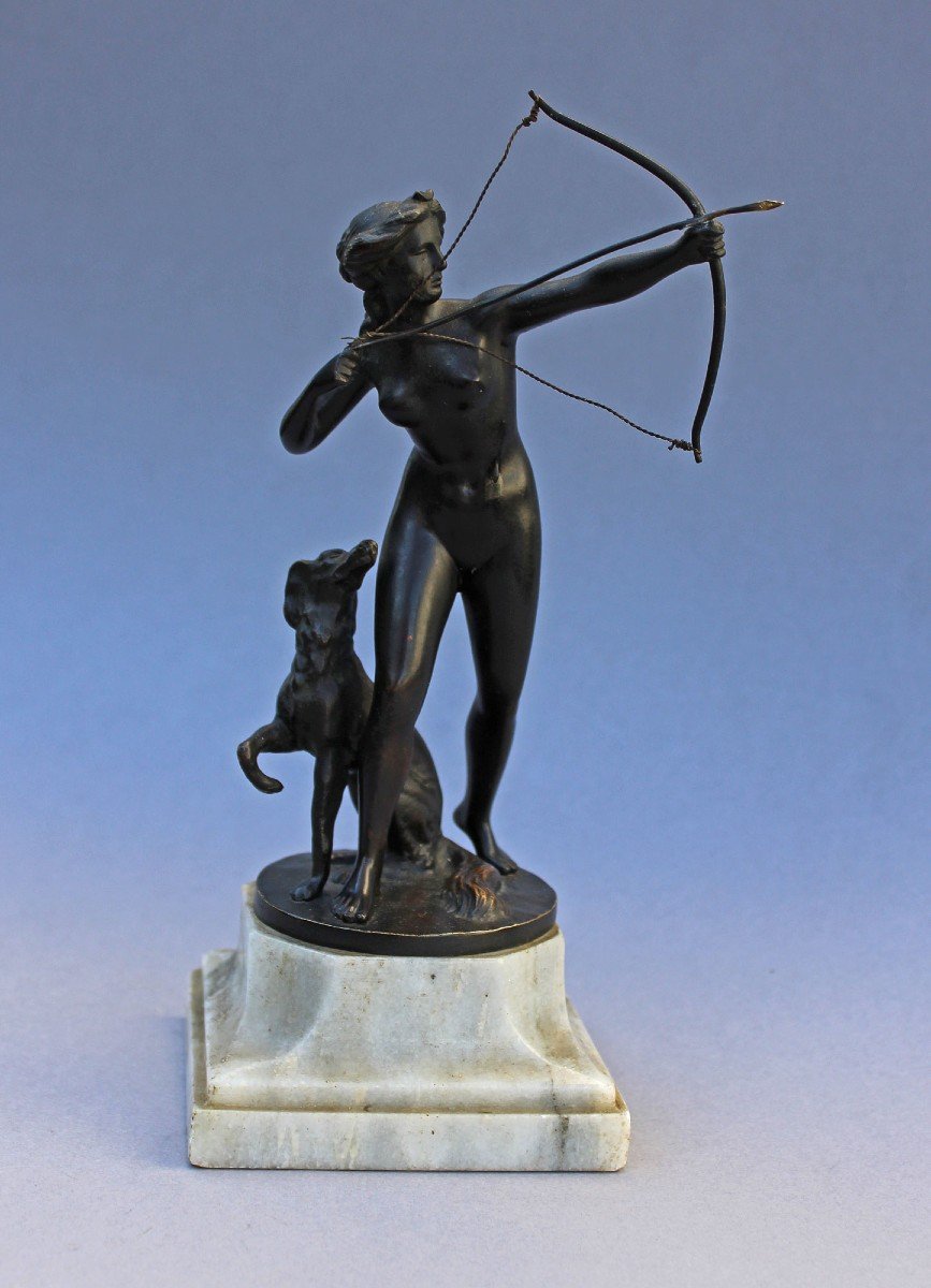 Prof Poertzel Sculpture En Bronze Art Déco Diane Déesse Romaine De Chasseurs & l'Accouchement