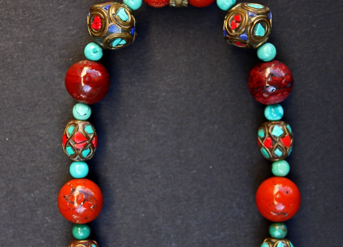 Collier Oiseau Turquoise Tibet Ou Népal-photo-3