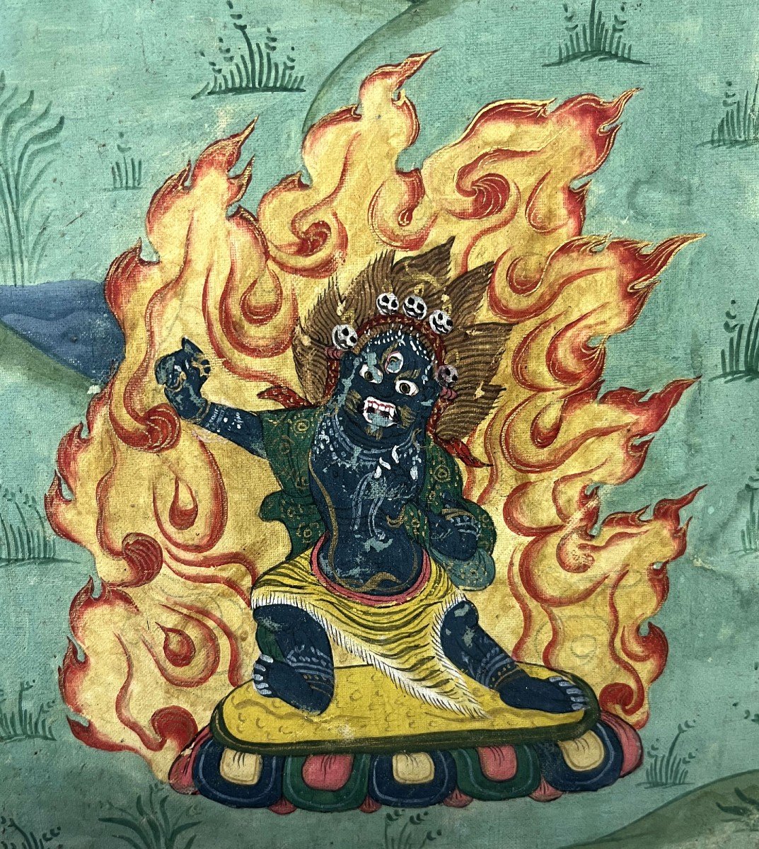 Antique Tibetan Thangka Mahakala Buddhist Buddha -photo-1