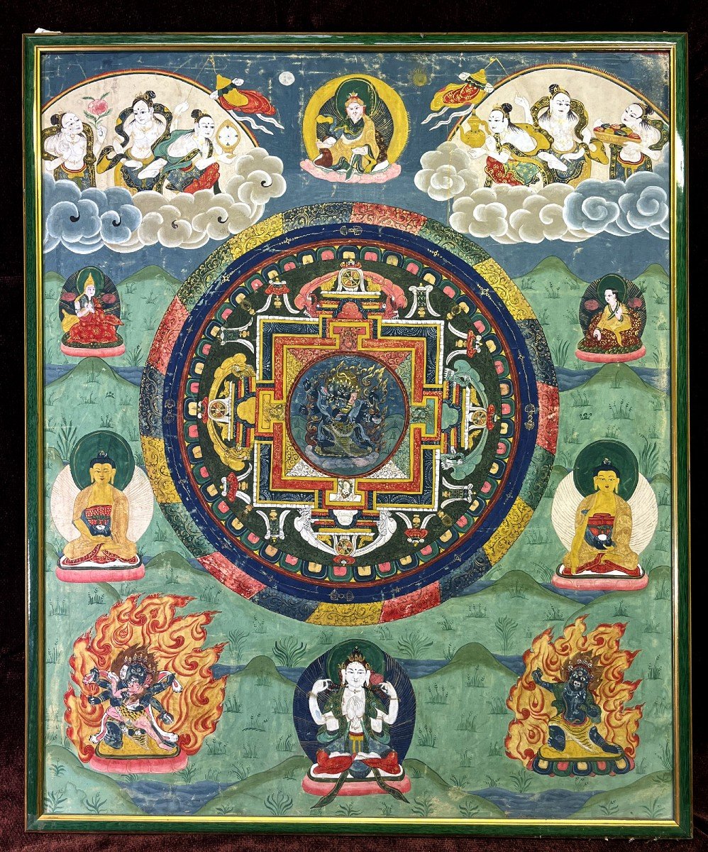 Antique Tibetan Thangka Mahakala Buddhist Buddha 