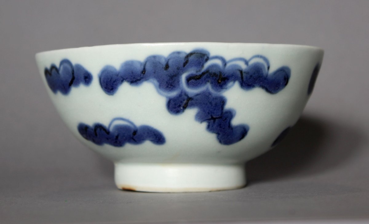 Antique Chinese  Blue And White Porcelain Dragon Bowl Kangxi-photo-2