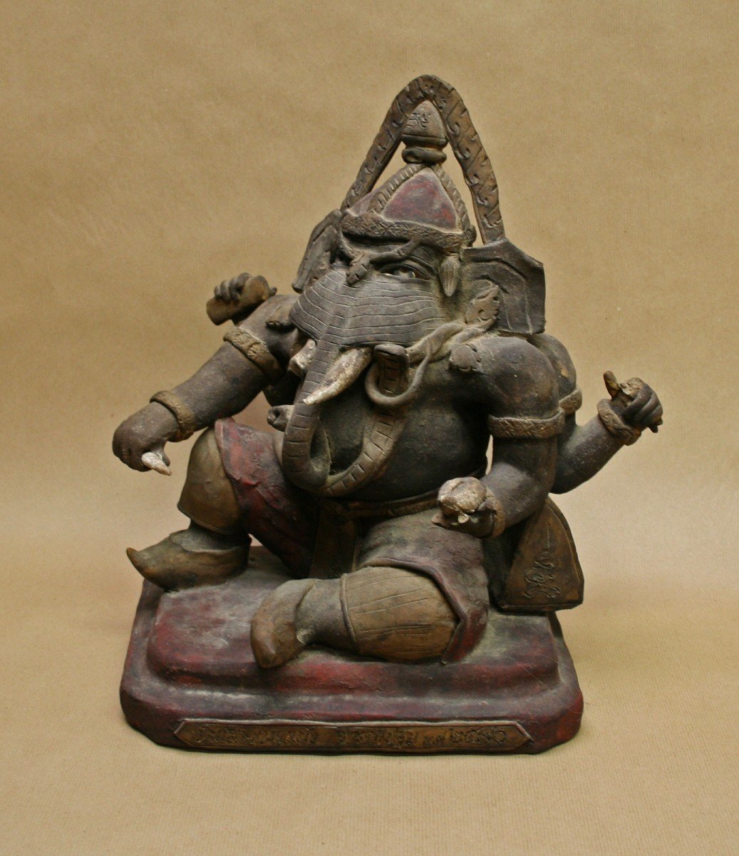 Important  Antique Thai Ganesha Buddhist Temple Votive Figure Dated  & Inscribed