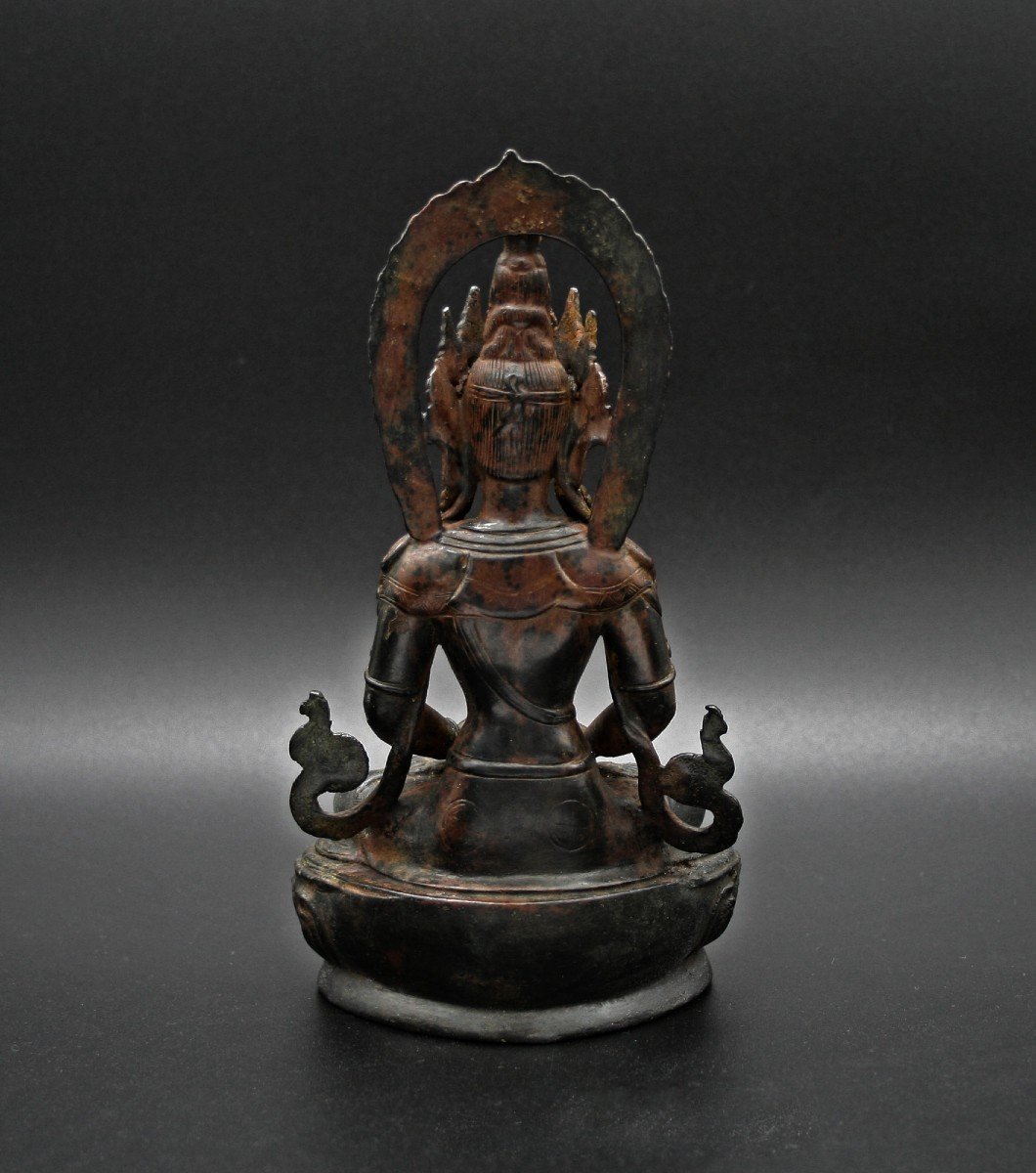Bronze Antique Sino-tibétain Amitayus, Bouddha De Longue Vie, Vase Amrita Tibet Chinois-photo-3