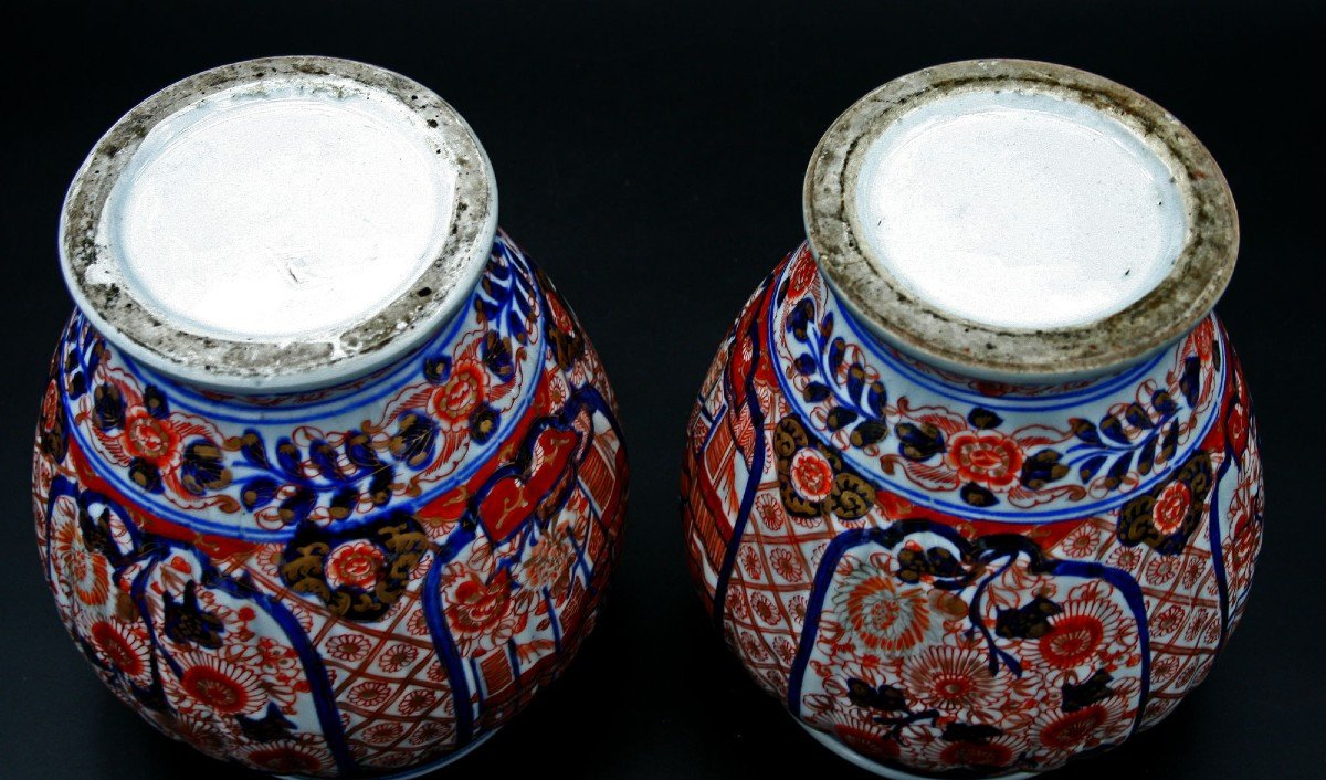 Bonne Paire De Vases En Porcelaine Imari Du Japon XIXème-photo-5