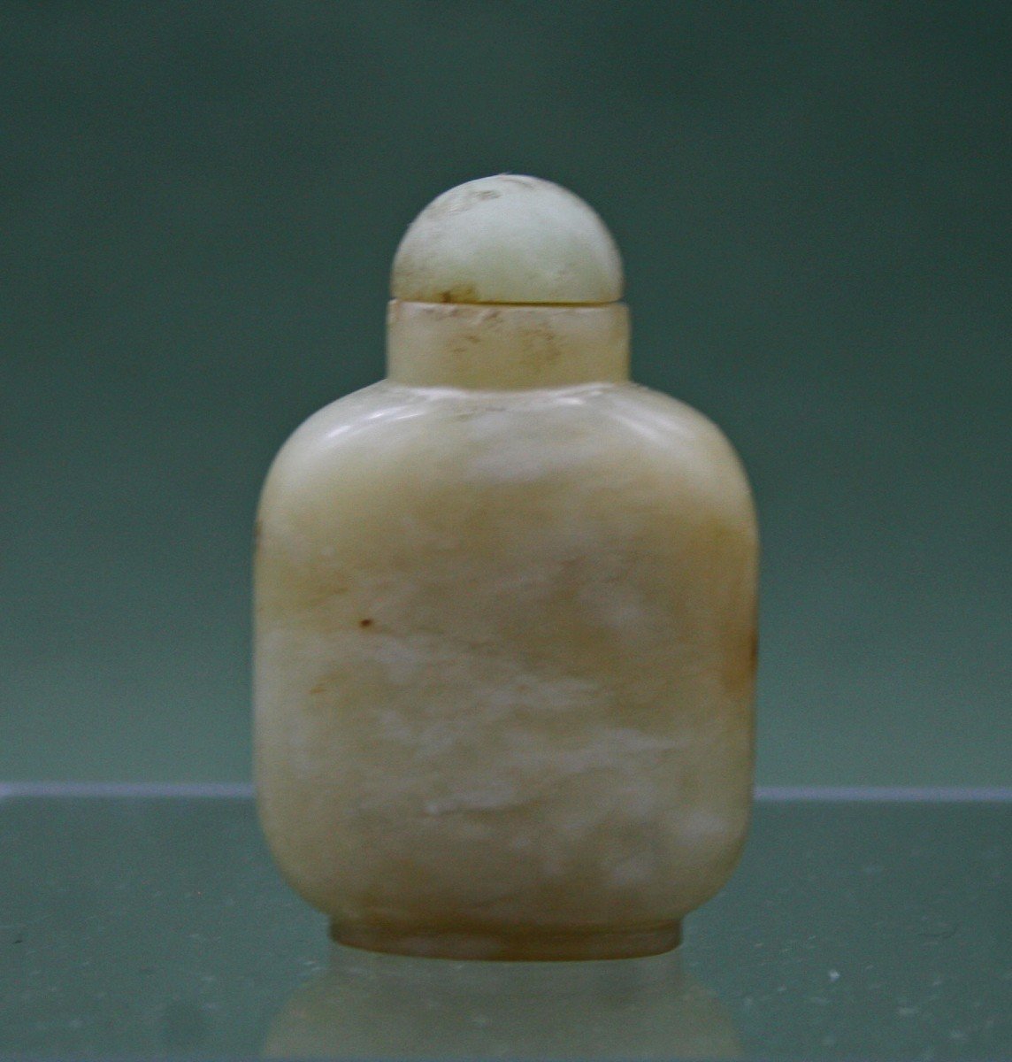 Antique  Chinese Snuff Box In Pale Celadon Jade-photo-3