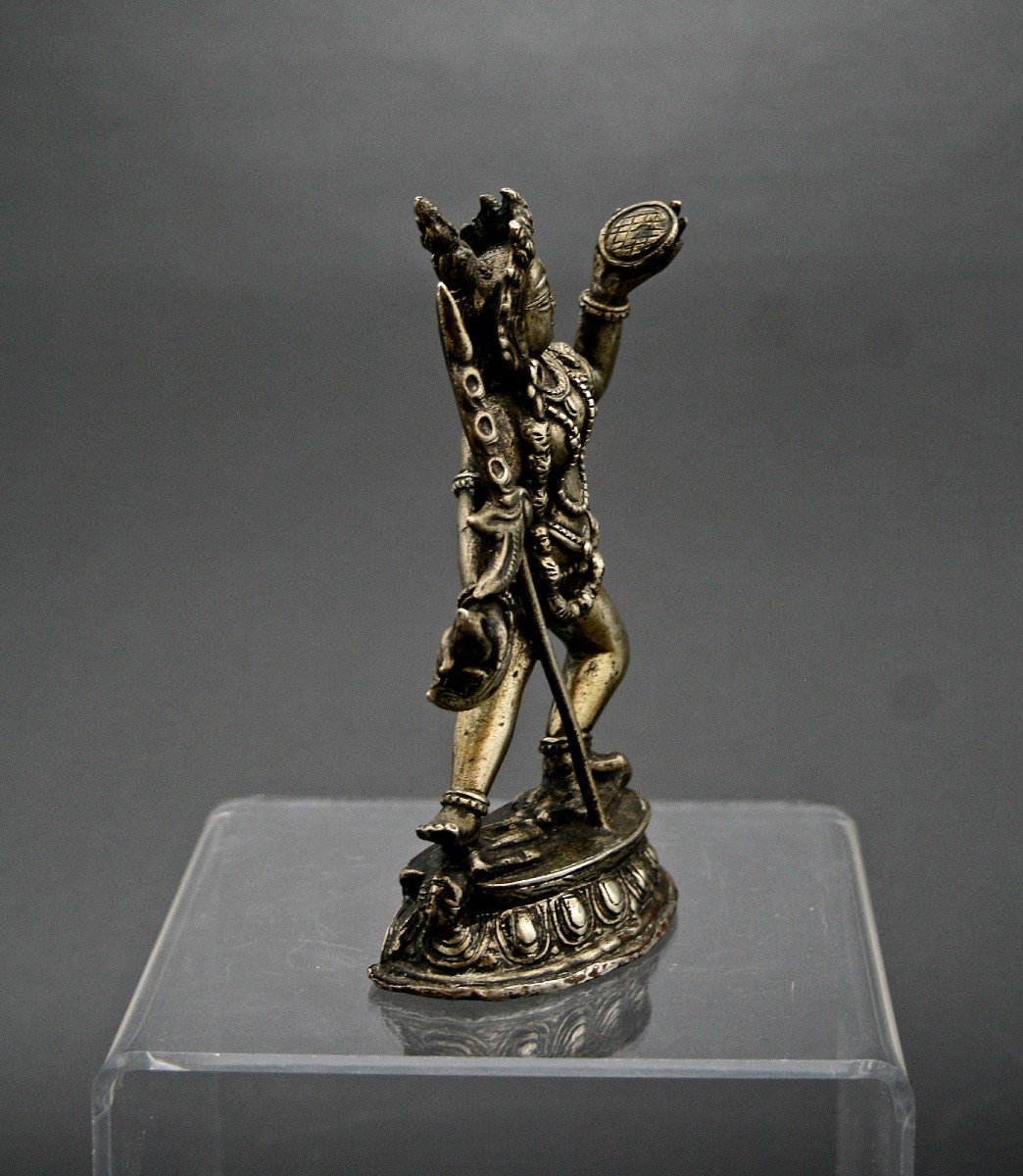 Ancienne Figure Tibétaine En Argent  Dakini Vajrayogini - Tantrique Femme Bouddha  - Sculpture -photo-2