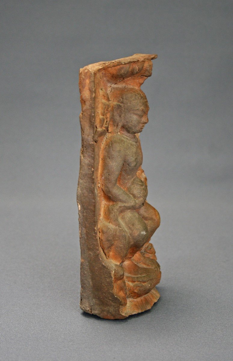 Proantic: Early Antique Thai Buddha Terracotta Buddhist Votive Stele