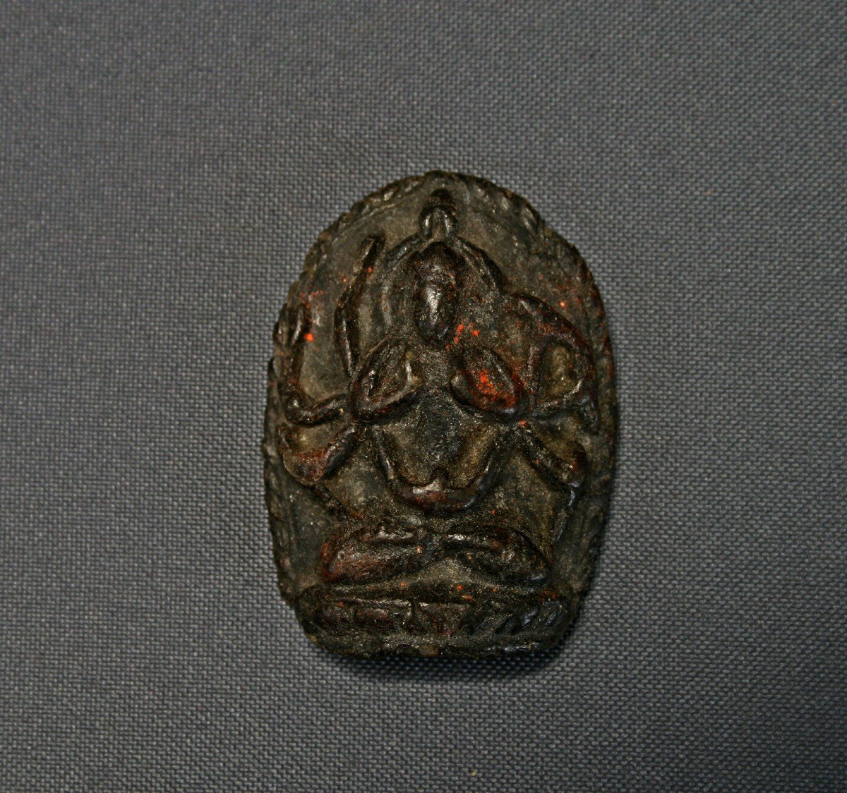 Two Antique Tibetan Buddhist Amulets Thokcha Tsa Tsa Vajrapani Namasangiti Manjushri-photo-3