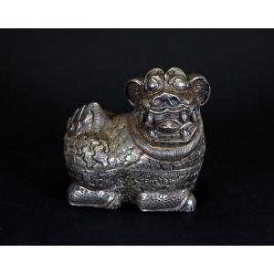 Antique Cambodian Silver Betel Box Lion Singha