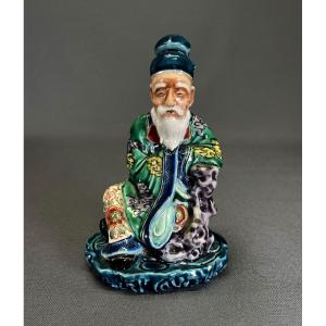 Ancienne Figure Japonaise En Porcelaine Kutani De Jurojin - Dieu De La Longévité
