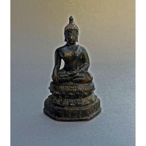  Ancien Bronze Bouddha Shakyamuni Thaïlandais Thaï Bouddhiste Sculpture Bhumisparsha Mudra
