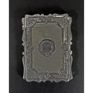 Porte-cartes De Visite En Argent Massif Anglais Antique 1871