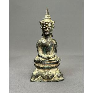 Antique Phra Chai Buddha Thai Bronze Ayutthaya XVII/xviii Good Luck Amulet