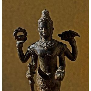 Antique Khmer Bronze Ancient Hindu God Vishnu