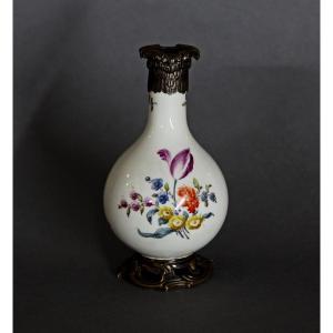 Porcelaine Ancienne De Meissen Montures En Argent Poinçonnées 18ème Siècle