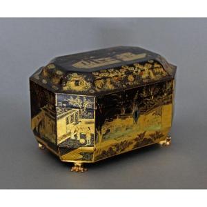 Antique Chinese Export Lacquer Tea Caddy