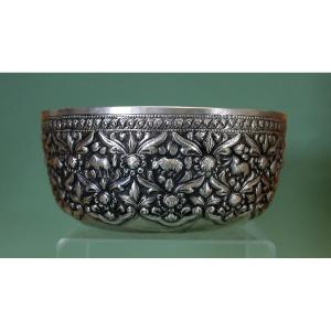 Antique Thai Silver Zodiac Bowl Thailand 