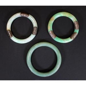 Trois Bracelets Anciens En Jade Chinois