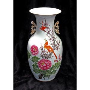 Grand Vase En Porcelain Fencai Chinoise Signé Chen XInfa 陳新發 Daté 1932 époque République