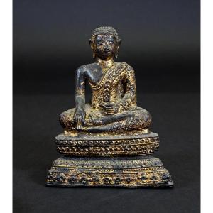 Nice Buddha Early Thai Rattanakosin Period Gilt Bronze Thailand 