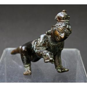 Antique Bronze Indien Bala Krishna Bébé Dieu Hindou XVIIe Siècle