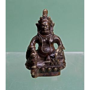 Antique Tibetan Bronze Sculpture Jambala Black Jambhala Kubera God Of Wealth